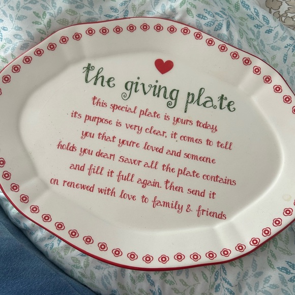 Dei Other - The Giving Plate Red and Green Decorative Plate DEI Design, Perfect Hostess Gift